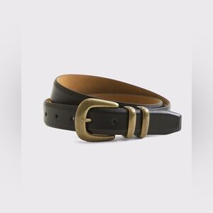 NWT Abercrombie Modern Essential Genuine Leather Belt Black Brass Size L/XL